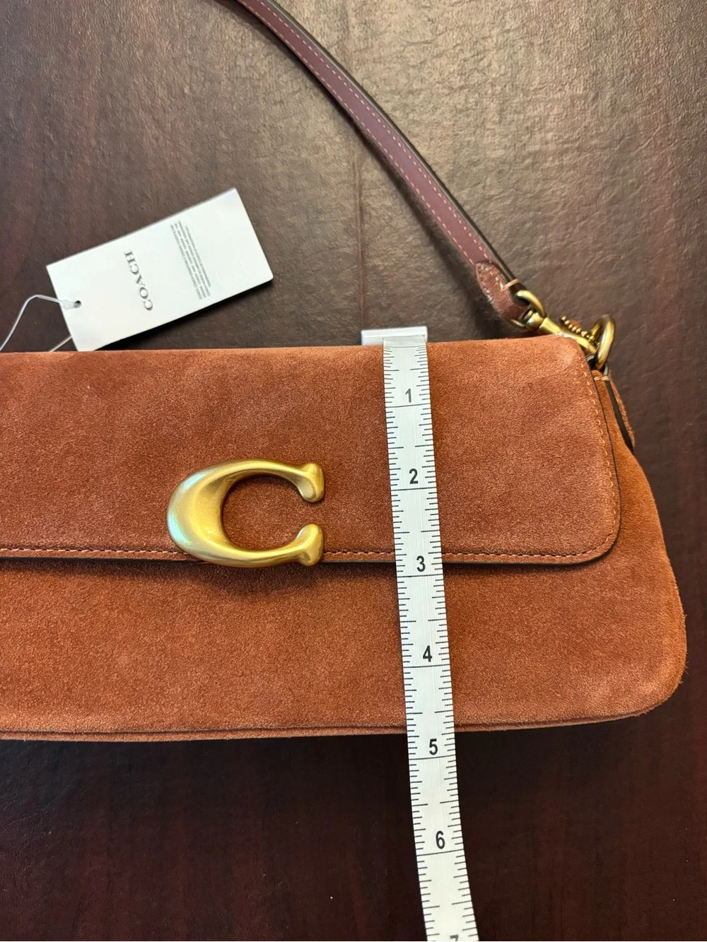 NWT Coach Suede Jet Bag Chestnut Brown Shoulder Bag Brass Hardware